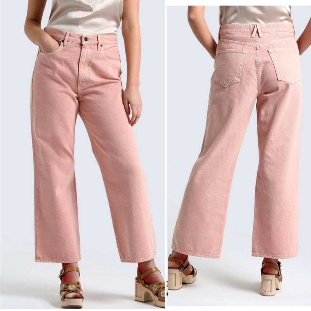 SLVRLAKE Grace Ankle Blush High Waisted Wide Leg Jeans